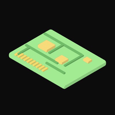 Green Circuit Board Icon - illustration from AI Chip and Processor Icons