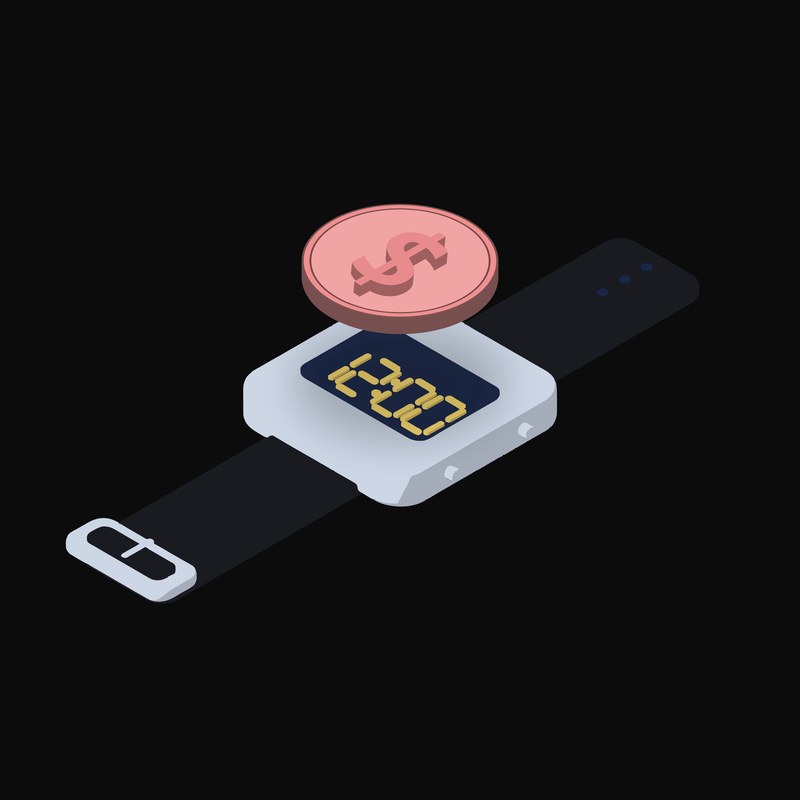 Canadian Dollar Floating Over a Watch (Back) - animated icon from Crypto & Currency Watch Float