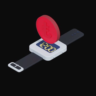 Turkish Lira Floating Over a Watch - 3D icon from Crypto & Currency Watch Float