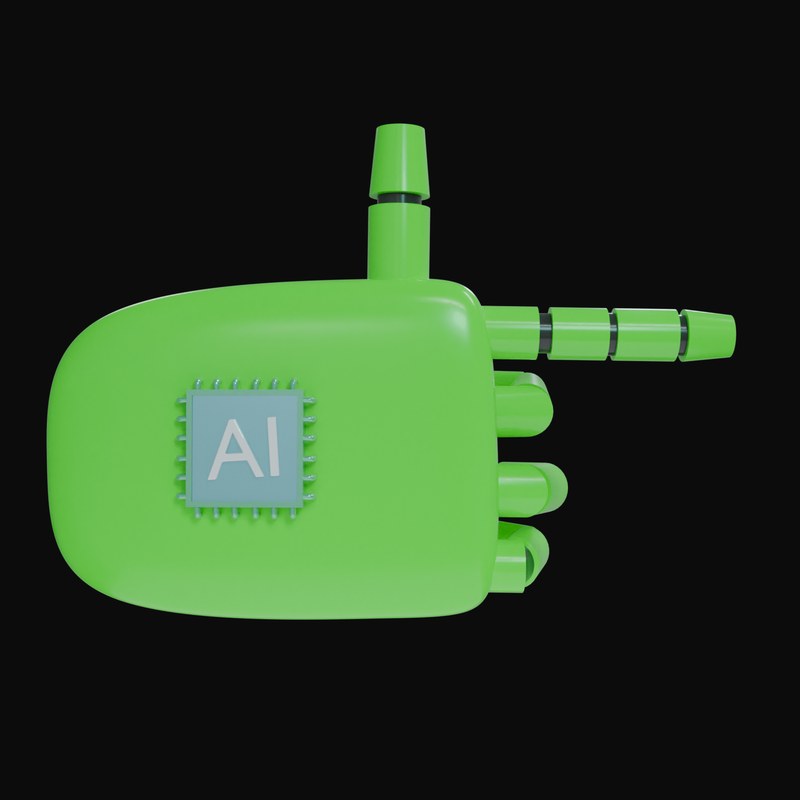 Green Pointing Right Robot Hand 3D Icon - 3D icon from Robot Hand Gestures 3D Icons
