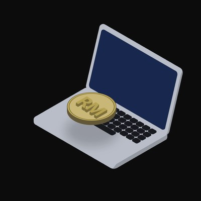 Malaysian Ringgit Floating Over a Laptop (Back) - illustration from Crypto & Currency Laptop Float