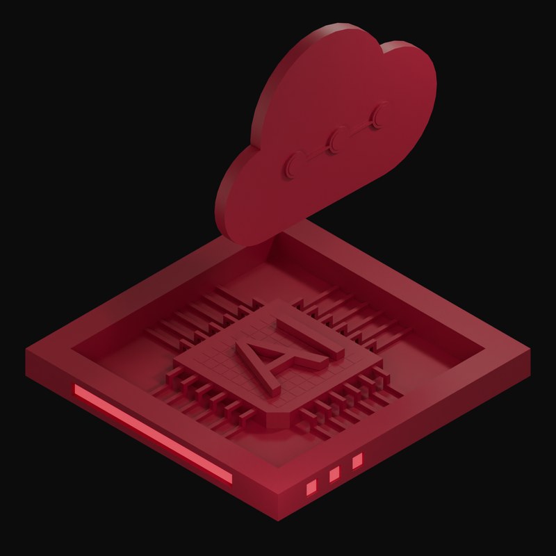 Burgundy Glass AI Cloud Chip 3D Icon - 3D icon from AI Cloud Chips