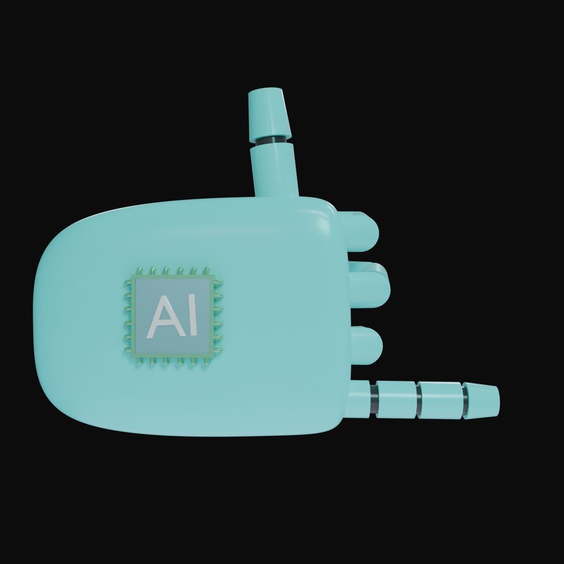 Cyan Rock On Robot Hand 3D Icon - 3D icon from Robot Hand Gestures 3D Icons