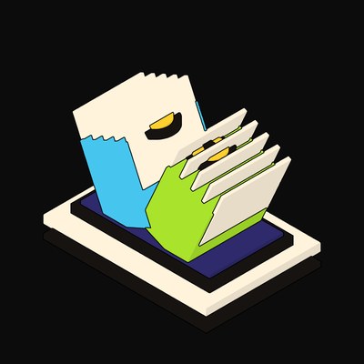 Cyan and Lime Dry Cooler Bank in a V Frame - illustration from Neo Brutalist AI Hardware Icons