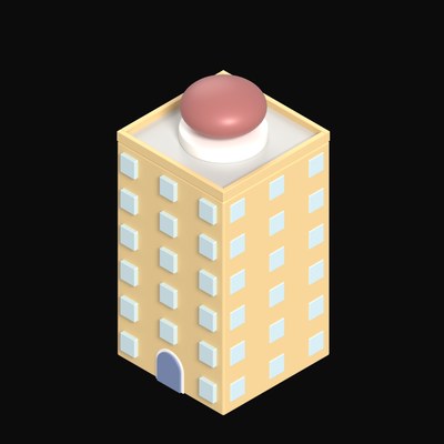 Domed Bank Building - 3D icon from Clay Buildings & Cottages