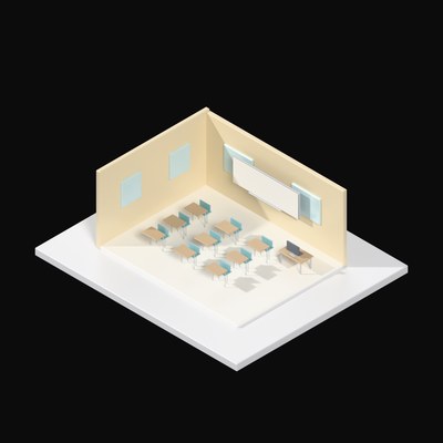 Classroom Row Desks - 3D icon from Interior Scenes