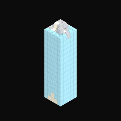 Toy Brick Telecom Exchange with Satellite Dish - 3D icon from Toy Brick City