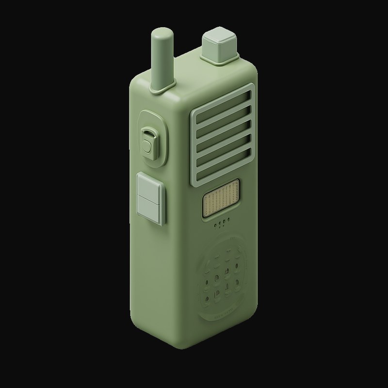 Olive Green Walkie-Talkie 3 - 3D icon from Retro Tech & Devices