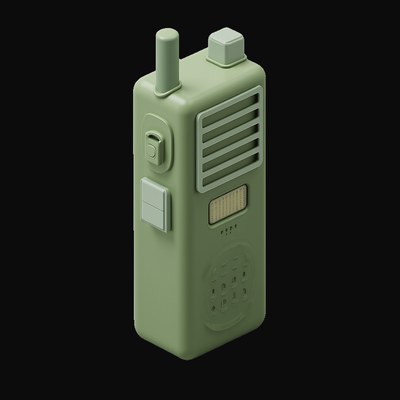 Olive Green Walkie-Talkie 3 - 3D icon from Retro Tech & Devices