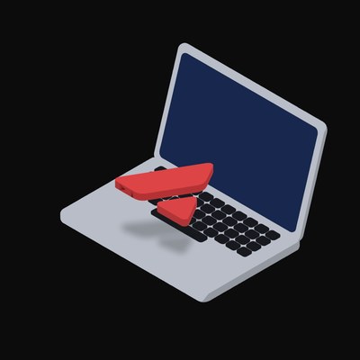 Avalanche Floating Over a Laptop (Back) - illustration from Crypto & Currency Laptop Float