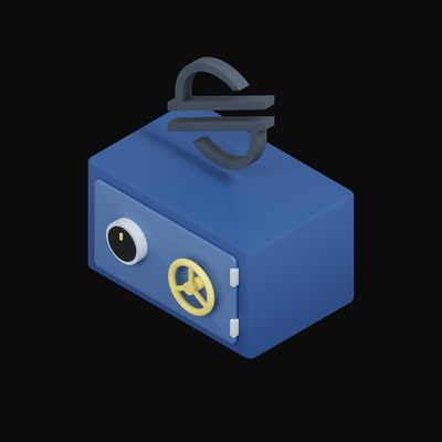 Stellar Floating Over a Safe - 3D icon from Crypto & Currency Safe Float