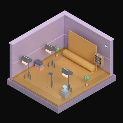 Soft Lilac Photo Studio with a Backdrop Sweep - 3D icon from Isometric Room Blocks