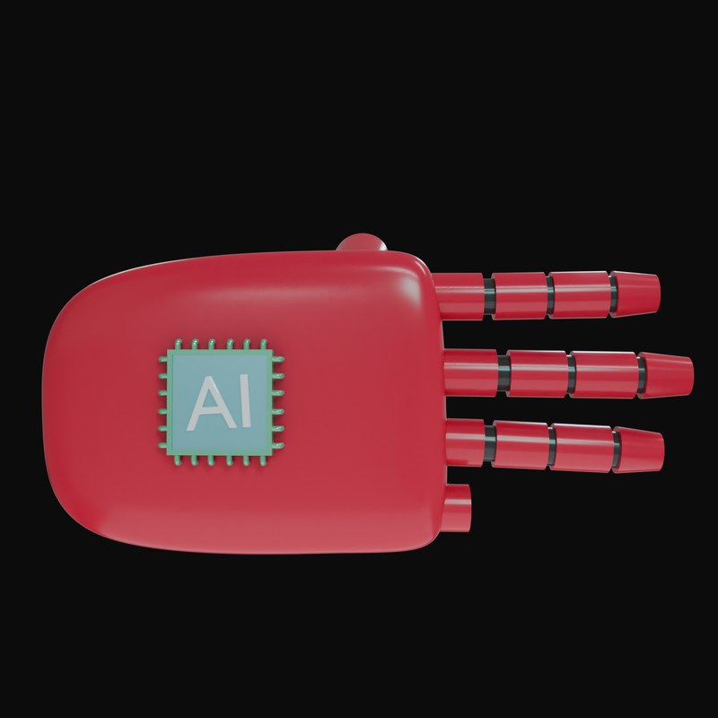 Crimson Three Fingers Robot Hand 3D Icon - 3D icon from Robot Hand Gestures 3D Icons