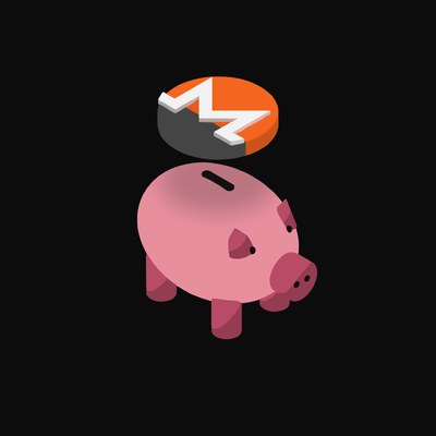 Monero Floating Over a Piggy Bank (Back) - animated icon from Crypto & Currency Piggy Bank Float