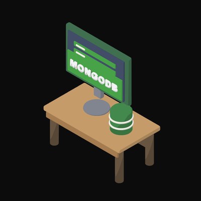 MongoDB Documents on a Desk Monitor - illustration from Isometric Developer Stack Desks Icons
