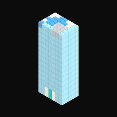 Toy Brick Hotel Tower with Rooftop Pool - 3D icon from Toy Brick City