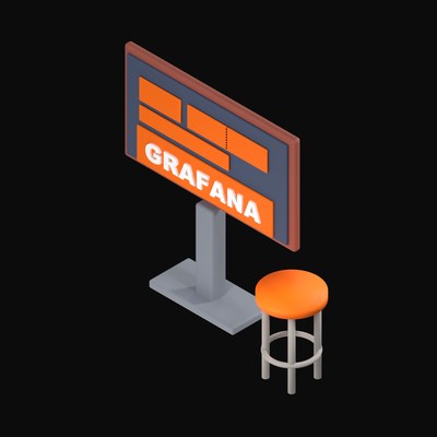 Grafana Dashboard on a Floor Stand Screen - 3D icon from Isometric Developer Stack Desks 3D Icons