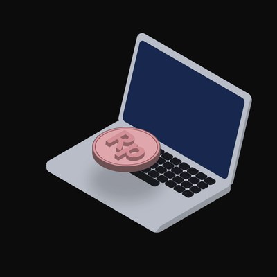 Indonesian Rupiah Floating Over a Laptop (Back) - illustration from Crypto & Currency Laptop Float