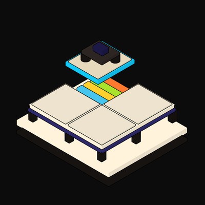 Cyan Raised Floor Tile Lifted Off the Deck - illustration from Neo Brutalist AI Hardware Icons