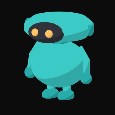 Teal Disc Head Robot Icon - illustration from Clay Robot Character Icons