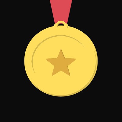 Floating Gold Winner Medal - animated icon from World Cup Football Season - Animated