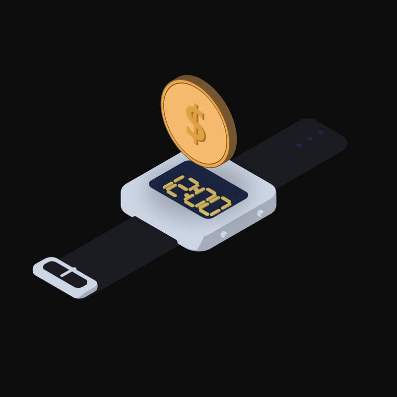 Australian Dollar Floating Over a Watch - animated icon from Crypto & Currency Watch Float