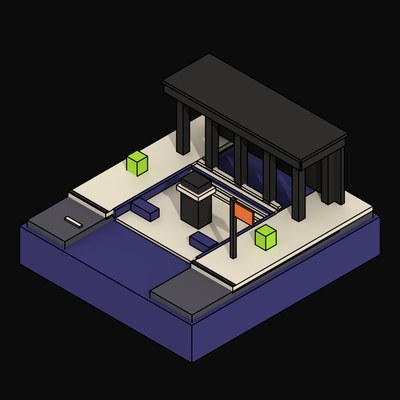 Plum War Memorial Plaza on a Piloti-Raised Slab - 3D icon from Neo Brutalist Scenes