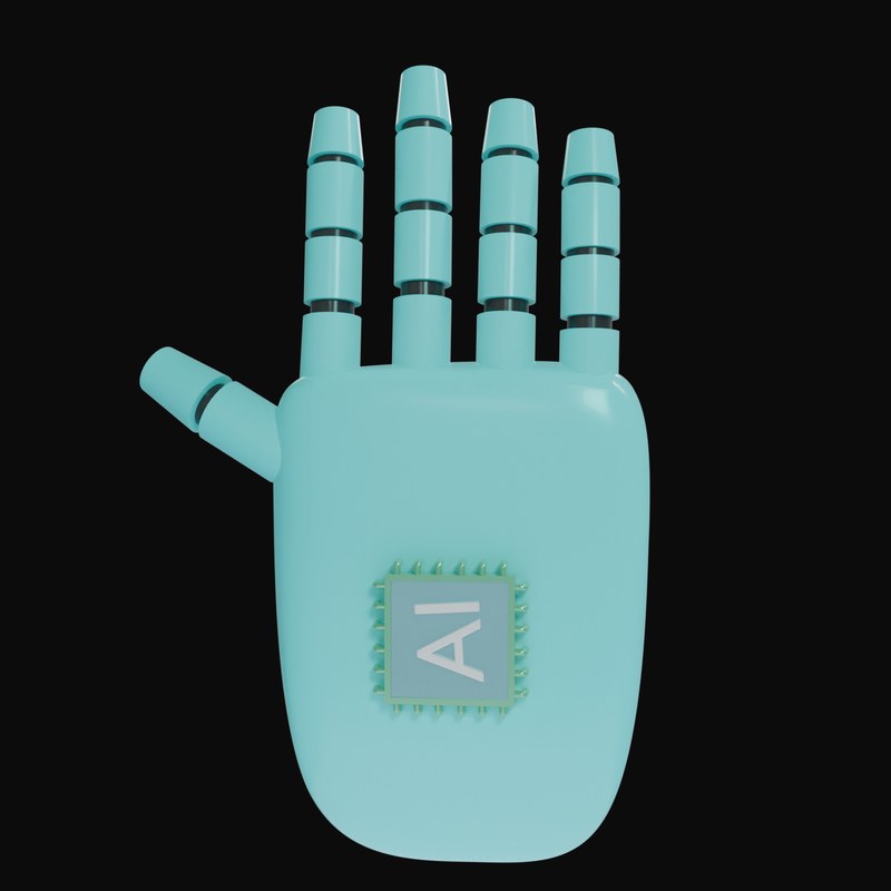 Cyan Open Palm Robot Hand 3D Icon - 3D icon from Robot Hand Gestures 3D Icons