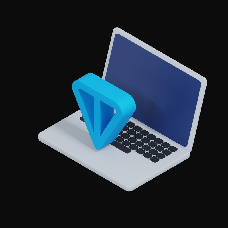 Toncoin Floating Over a Laptop - 3D icon from Crypto & Currency Laptop Float
