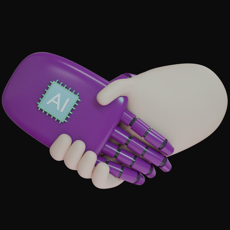 Purple AI Handshake 3D Icon - 3D icon from AI Handshake 3D Icons