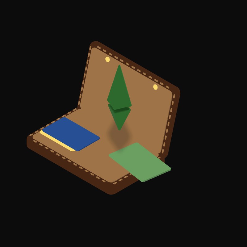 Ethereum Classic Floating Over a Wallet - illustration from Crypto & Currency Wallet Float