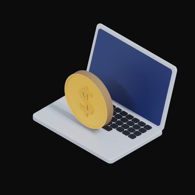 Australian Dollar Floating Over a Laptop - 3D icon from Crypto & Currency Laptop Float