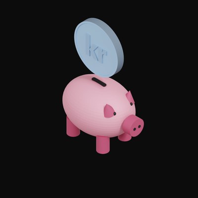 Swedish Krona Floating Over a Piggy Bank - 3D icon from Crypto & Currency Piggy Bank Float