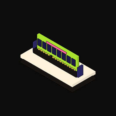 Lime Memory Module in a Retaining Slot - illustration from Neo Brutalist AI Hardware Icons
