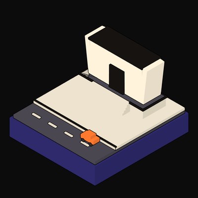 Fortress-Like Law Courts on a Raised Podium - illustration from Neo Brutalist Scenes Icons
