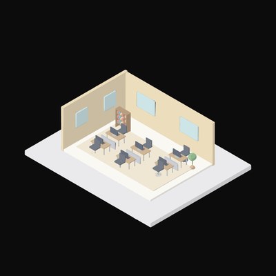 Open-Plan Bullpen - illustration from Interior Scene Icons