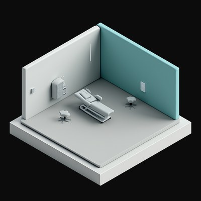 Aqua Medical Exam Room with a Couch - 3D icon from Isometric Clay Room Scenes