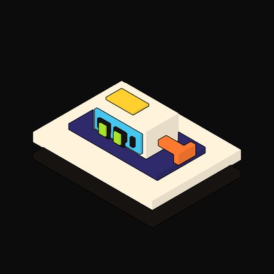 Cyan Optical Transceiver with a Bail Latch - illustration from Neo Brutalist AI Hardware Icons