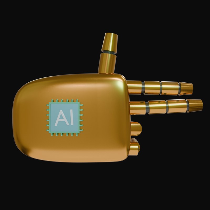 Bronze Finger Gun Robot Hand 3D Icon - 3D icon from Robot Hand Gestures 3D Icons