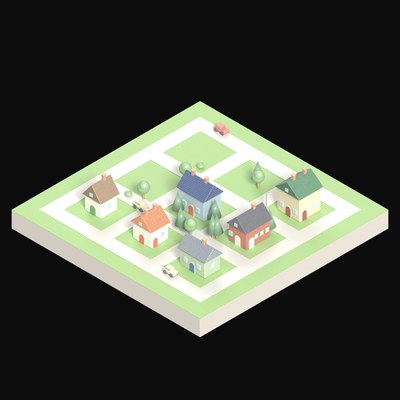 Cottages by the Orchard - 3D icon from City Scenes