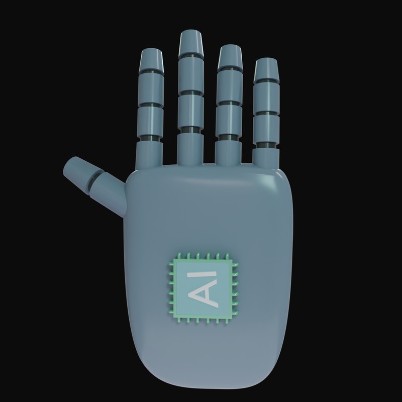 Slate Grey Open Palm Robot Hand 3D Icon - 3D icon from Robot Hand Gestures 3D Icons