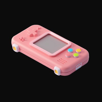 Coral Retro Handheld Game Console 3 - 3D icon from Retro Tech & Devices