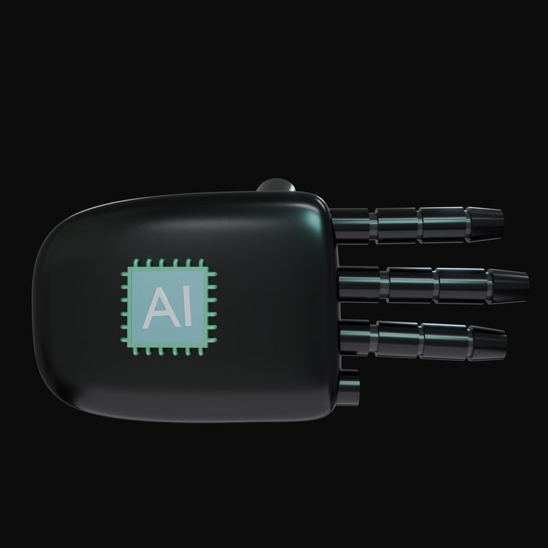 Black Three Fingers Robot Hand 3D Icon - 3D icon from Robot Hand Gestures 3D Icons