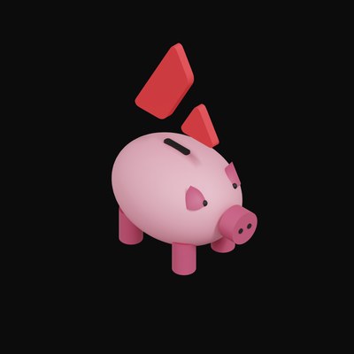Avalanche Floating Over a Piggy Bank - 3D icon from Crypto & Currency Piggy Bank Float