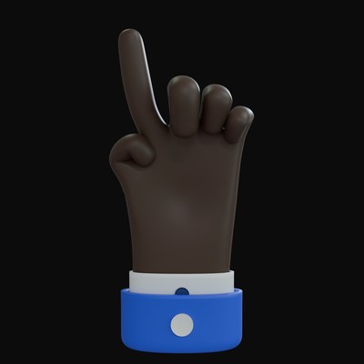 Black Pointing Up Business Hand 3D Icon - 3D icon from Business Hand Gestures 3D Icons