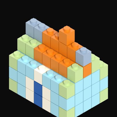 Toy Brick Long Low Farmhouse - 3D icon from Toy Brick City