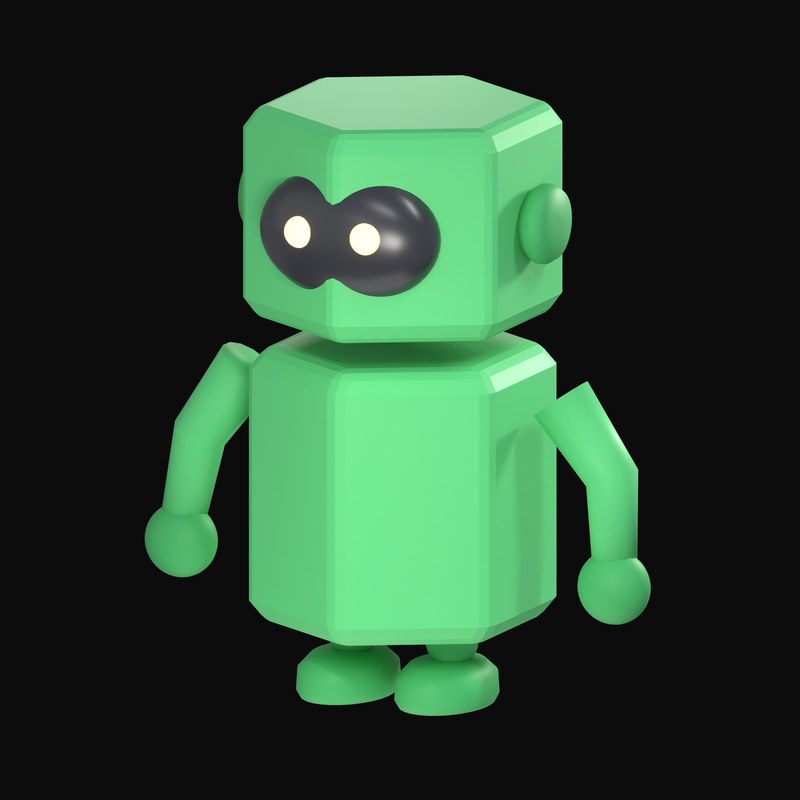 Green Hexagonal Robot 3D Icon - 3D icon from Clay Robot Characters 3D