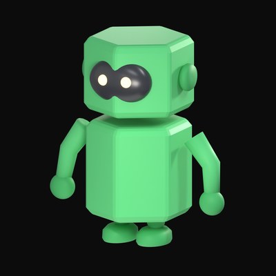 Green Hexagonal Robot 3D Icon - 3D icon from Clay Robot Characters 3D