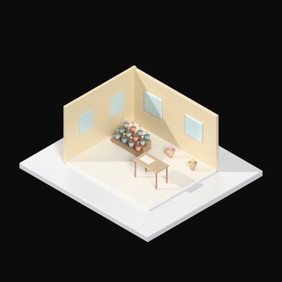 Florist Bucket Stand - 3D icon from Interior Scenes
