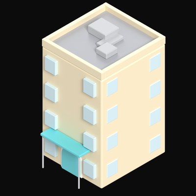 Shopfront with Awning - 3D icon from Clay Buildings & Cottages